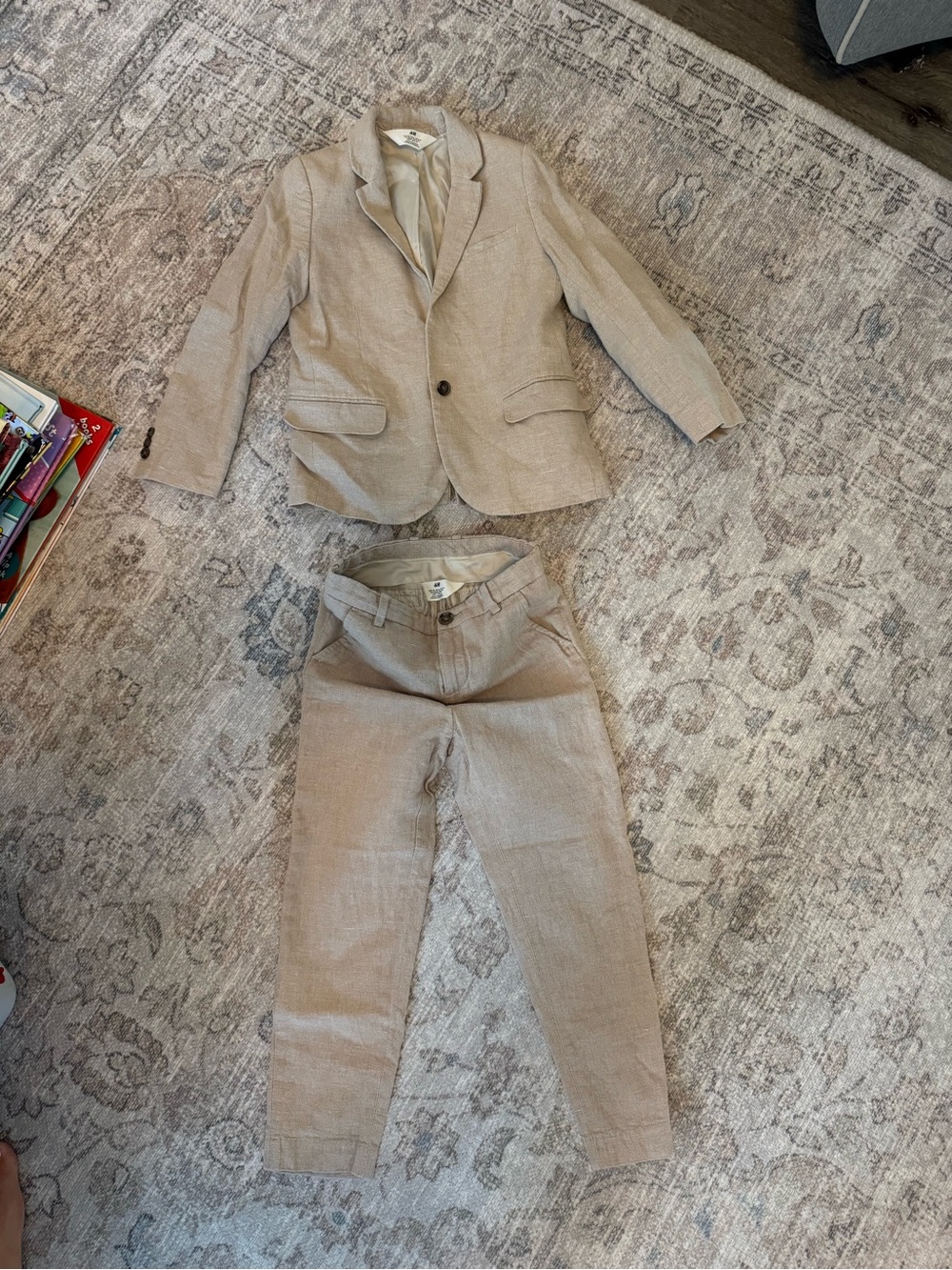 H&M Kids Two-Piece Linen-Blend Suit in Light Tan